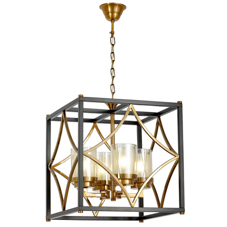 LAMPA WISZĄCA LOFT CZARNO-MOSIĘŻNA QUADRATO