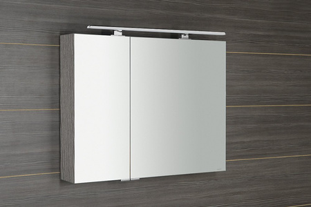 MIRRÓ szafka z lustrem z oświetleniem LED, 90x70x16cm, dąb srebrny