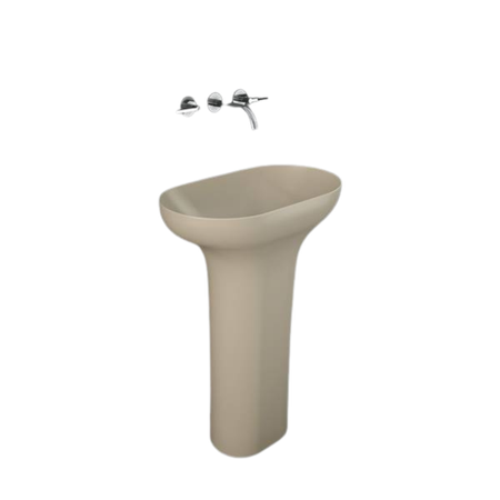 DES Umywalka wolnostojąca 60x35 odpływ do podłogi cappuccino mat