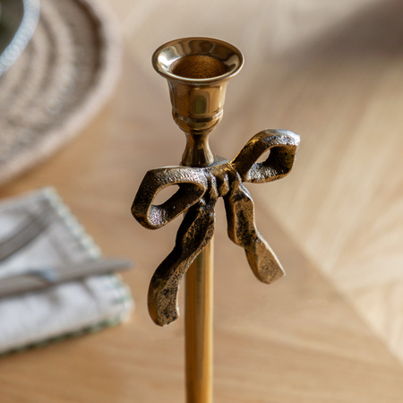 Bow Dinner Candle Holder Gold 100x100x245mm