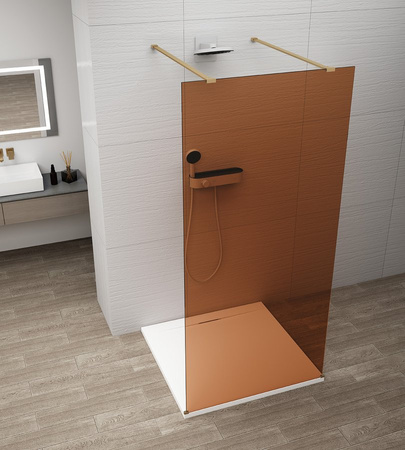 ESCA GOLD MATT jednoczęściowa kabina przysznicowa Walk-In, szkło Marron, 1200 mm