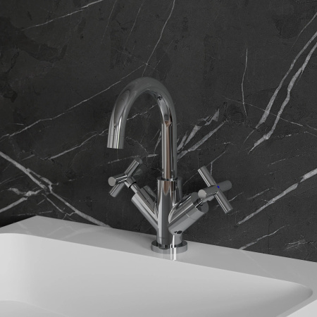 MODERN bateria umywalkowa z korkiem klik-klak, chrom połysk