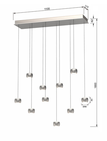 7039-1003 Lampa wisząca dziesiątka QUIBERON nikiel szampański