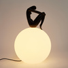 Lampa stołowa WOMAN-2 ,47 cm - czarna figura, biały klosz