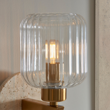 Travi Ribbed Wall Light Beige Textured Marble