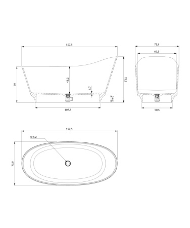 NEO M+ wanna wolnostojąca, 158 x 72 cm, biały mat