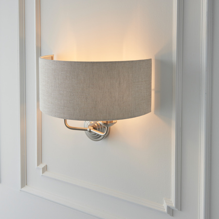 Highclere 2 Wall Light Chrome & Natural