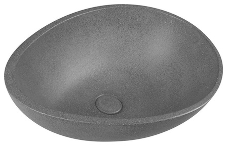 PUNC umywalka betonowa z korkiem, 53x39cm, czrany granit