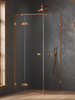 Kabina prysznicowa OXIA COPPER BRUSHED 1D L prostokątna 80x70x200 szkło czyste 8mm Active Shield 2.0