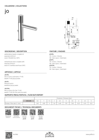 Bateria umywalkowa stojąca (bez korka)-Paffoni/kolekcja Joker