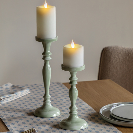 Alzira Candlesticks Green Set of 2