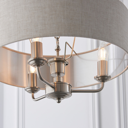 Highclere 3 Pendant Lght Chrome&Natural 350-1200mm