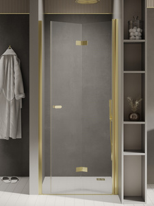 NZ2 Drzwi wnękowe NEW SOLEO LIGHT GOLD 1D L 80x195 szkło czyste 6mm Active Shield 2.0 - składane