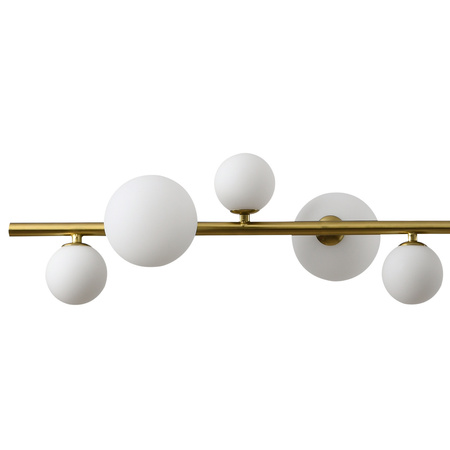 Lampa wisząca MILKY DROP 120 cm- złota z białymi kloszami