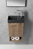 PICCOLINO umywalka betonowa, 30,8x17cm, bateria z prawej strony, antracyt mat