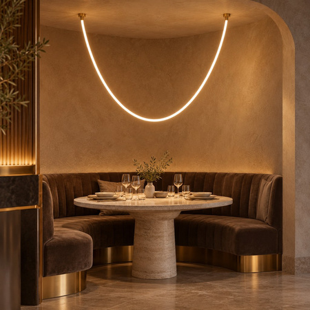 Lampa wisząca SNAKE LED 300 cm - elastyczny przewód LED, 3000K, złote uchwyty