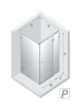 Kabina prysznicowa AVEXA NICKEL BRUSHED 1D prostokątna P 80x70x200 szkło czyste 6mm Active Shield 2.0
