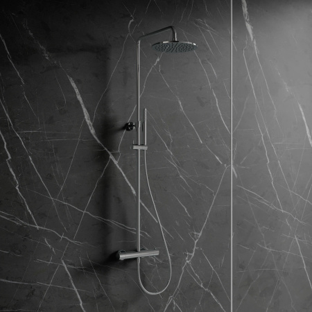 Y termostatyczny system prysznicowy natynkowy, chrom połysk