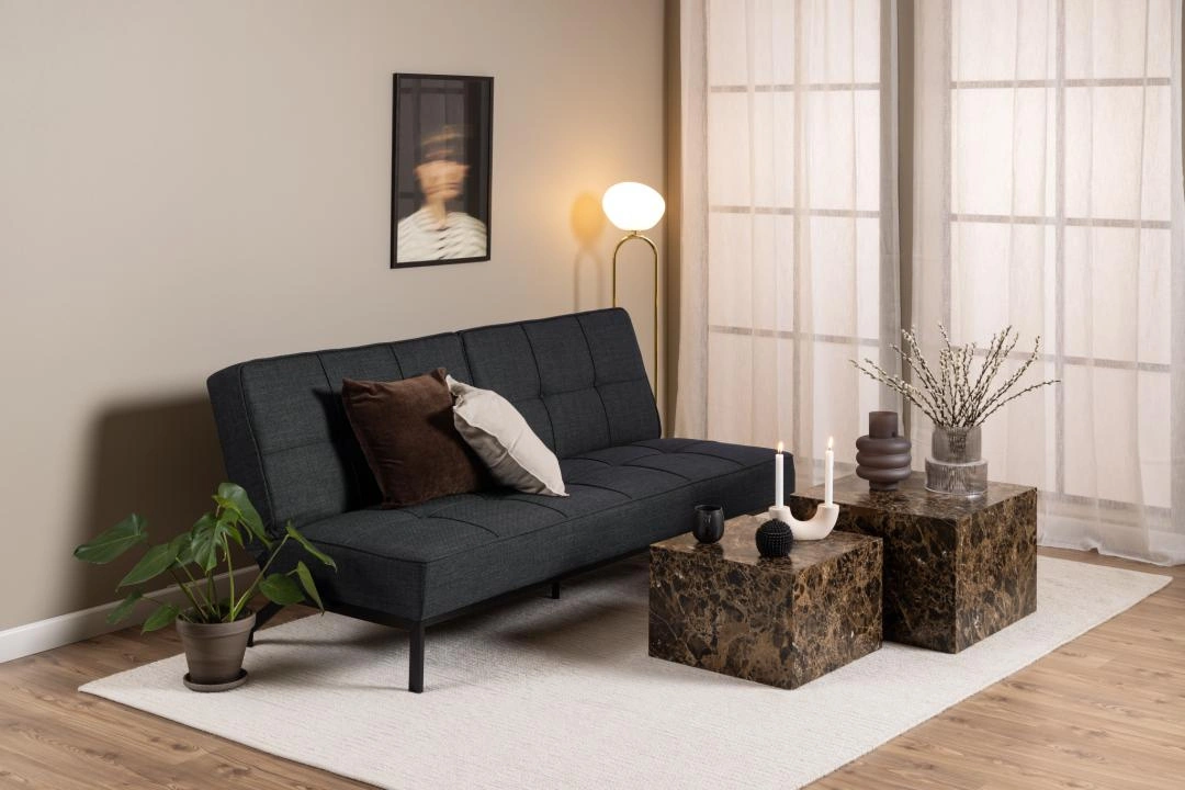 Sofa rozkładana PERUGIA – dark grey, funkcja spania, click-clack ACTONA 