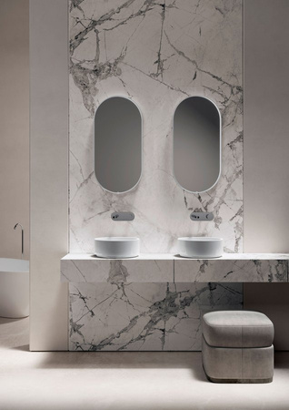 OKE umywalka ceramiczna nablatowa, Ø 40 cm, biały