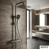 Deszczownica z baterią prysznicową termostatyczną dwufunkcyjną, gun metal