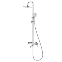 Deszczownica z baterią prysznicowo wannową trzyfunkcyjną, chrom