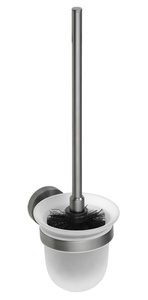 X-ROUND GUN METAL wisząca szczotka do WC, szkło mleczne, gun metal
