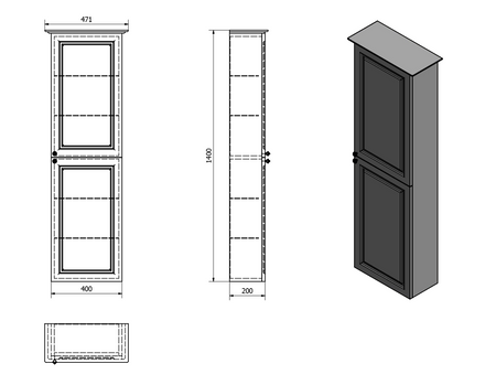 VIOLETA szafka wysoka 40x140x20cm, prawa, biała