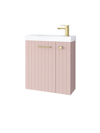 Szafka łazienkowa wisząca z umywalką 55 cm rose mat uchwyt złoty NOOK 010-SU55-09+TR41366