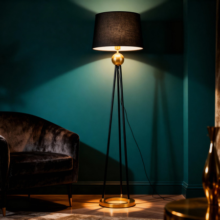 LAMPA STOJĄCA PODŁOGOWA CZARNO-ZŁOTA BELFORTE