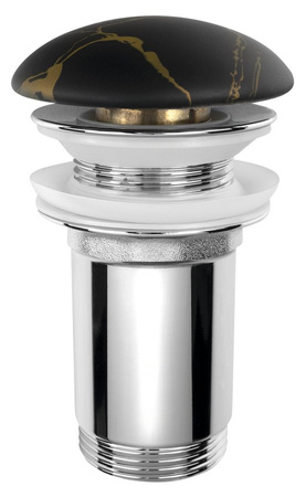 Odpływ umywalkowy 5/4”, click-clack, korek ceramiczny, 10-50mm, portoro marmur