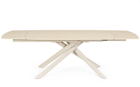 BIZZOTTO Stół Jadalniany JOAKIM 160–240x90 ivory – spiek kwarcowy, efekt marmuru