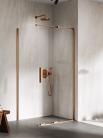 Kabina prysznicowa SMART COPPER BRUSHED 1D prostokątna U 120x90x200 szkło czyste 8mm Active Shield 2.0