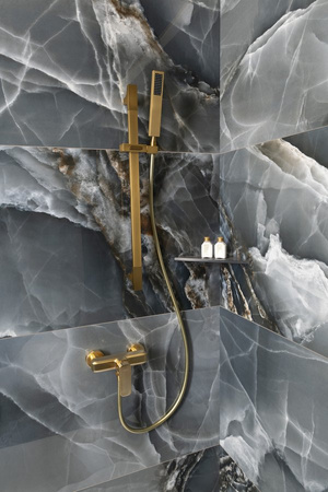 Drążek prysznicowy, przesuwny, 680mm, ABS/złoto mat