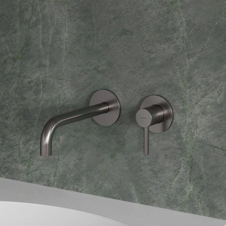 Y bateria umywalkowa podtynkowa z długą wylewką, nikiel szczotkowany