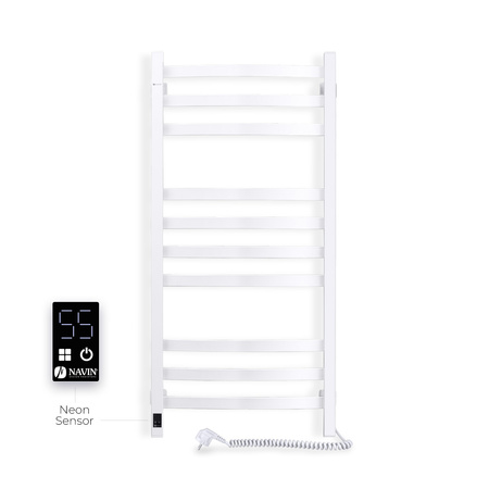 Elektryczny grzejnik łazienkowy drabinkowy BIAŁY AVALON Sensor 480х1000 Prawa strona podłączenia, sterowanie dotykowe, regulator temperatury, Timer wyłączania