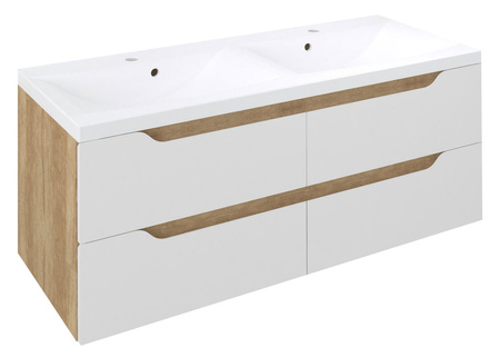 WAVE szafka umywalkowa 119,7x50x47,8cm, biała/dąb Alabama
