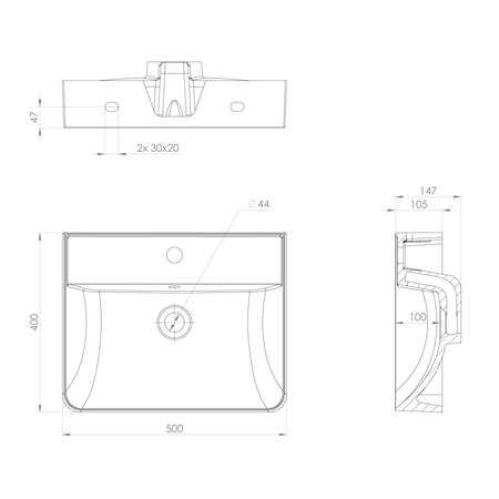 KVANTA umywalka kompozytowa 50x40cm, biały