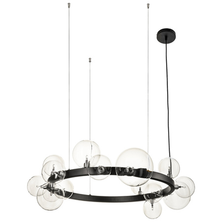 Lampa wisząca Orion 85 cm - 15 szklanych kul, czarna