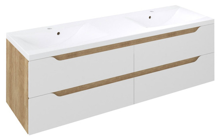 WAVE szafka umywalkowa 149,7x50x47,8cm, biała/dąb Alabama