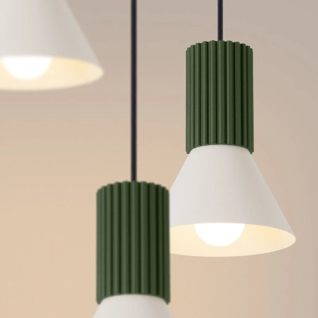 Lampa wisząca ESTRIA 3P beżowa/zielona oliwka