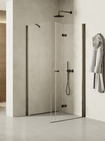 Kabina prysznicowa NEW SOLEO GUNMETAL BRUSHED 1D prostokątna P 90x100x195 szkło czyste 6mm Active Shield 2.0 - składane
