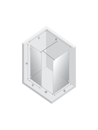Kabina prysznicowa EVENTA GOLD BRUSHED WALK-IN U 120x80x200 szkło czyste 8mm Active Shield 2.0