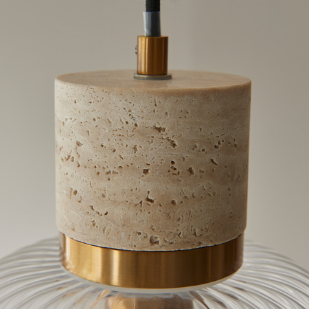 Travi Ribbed 1 Pendant Light Natural Travertine