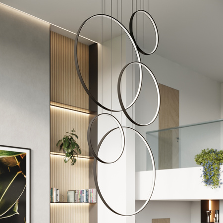 Lampa wisząca RIO 5 55/55/78/110/110 czarna LED 4000K