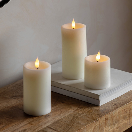 LED 1 Wick Candle Ivory 3pk70x70x150mm