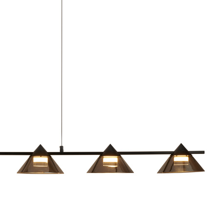 Lampa wisząca BLAKE 140 cm - LED, czarna, podłużna z sześcioma dymionymi kloszami