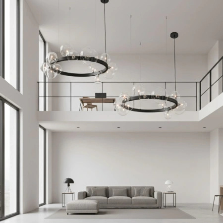 Lampa wisząca Orion 85 cm - 15 szklanych kul, czarna