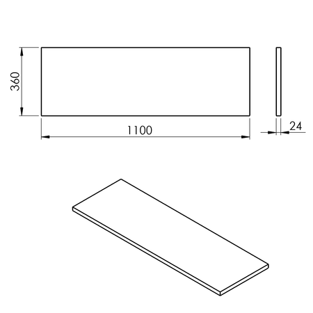 PLATO blat Rockstone 1100x24x360mm, biały mat
