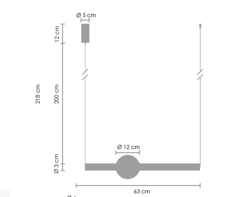 Lampa wisząca O-LINE 63 - LED, 63 cm, czarna